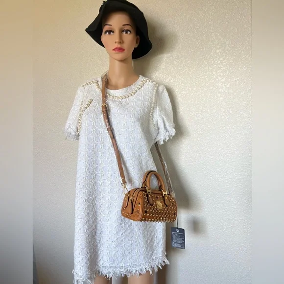 MCM Cognac Visetos Swarovzki mini boston 2 way - Picture 8 of 14